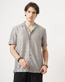 MEN'S REGULAR FIT SELF DESIGN SHIRT