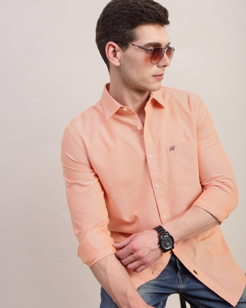 Men Slim Fit Oxford Cotton Casual Shirt