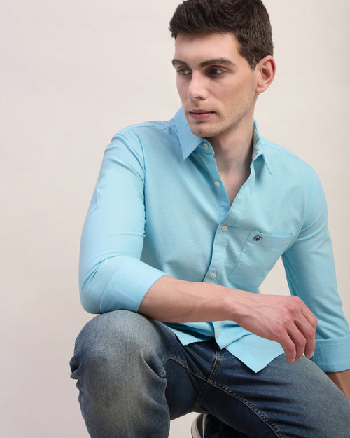 Men Slim Fit Oxford Cotton Casual Shirt