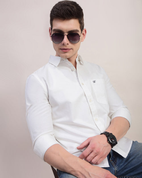 Men Slim Fit Oxford Cotton Casual Shirt