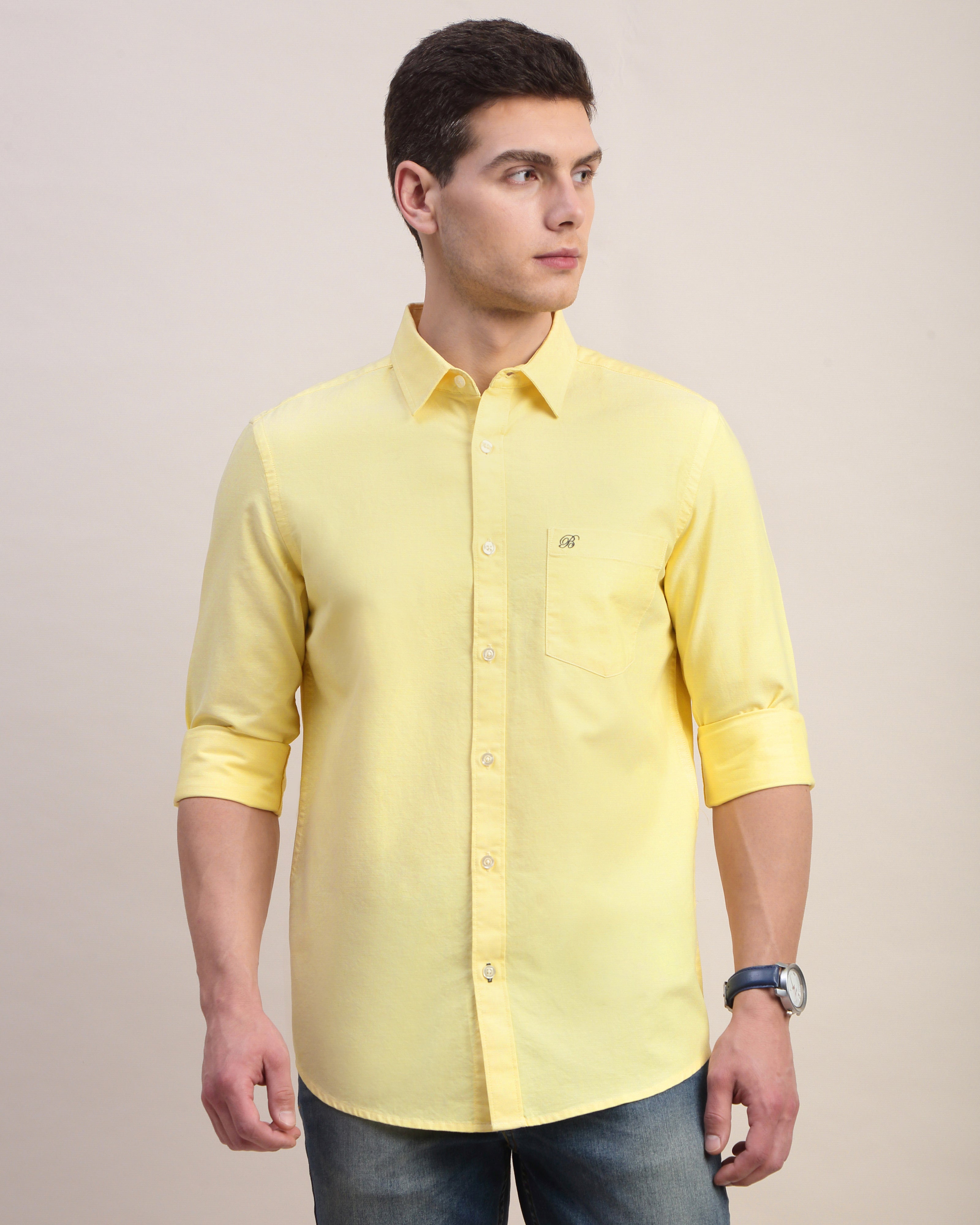 Men Slim Fit Oxford Cotton Casual Shirt