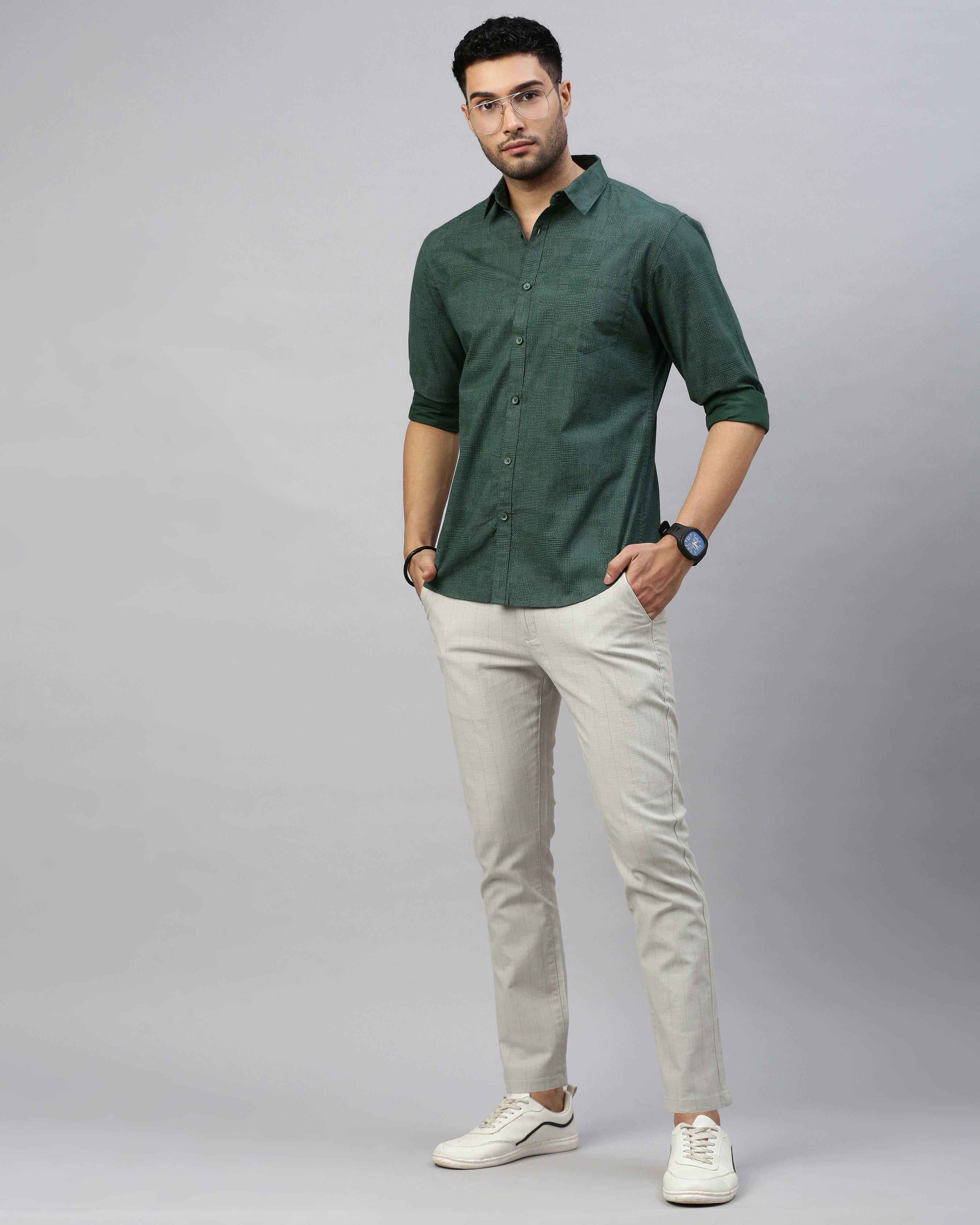 Men Standard Slim Fit Opaque Casual Shirt