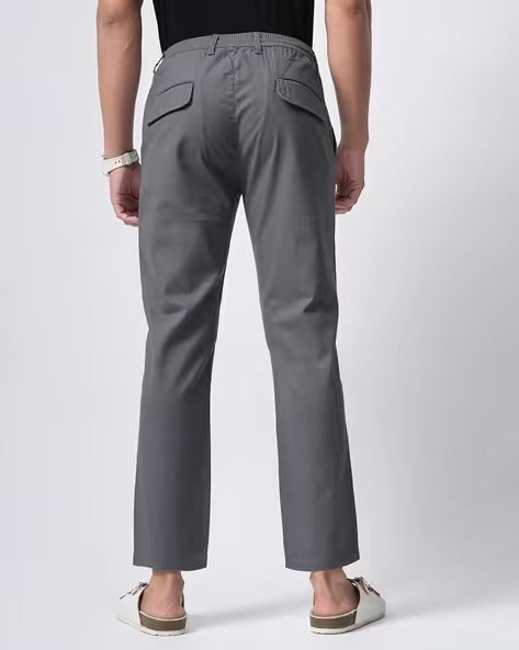 Men Comfort Slim Fit Low-Rise Cotton Cargos Trousers