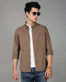 Men Smart Slim Fit Solid Button-Down Collar Cotton Casual Shirt