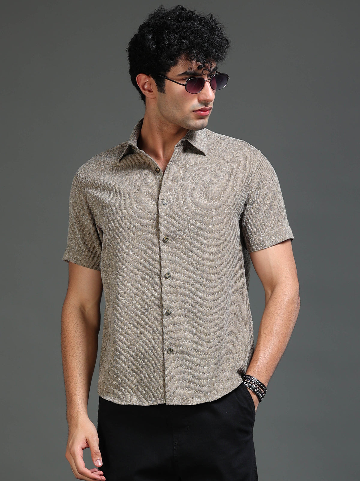 Men's Textured Solid Shirt