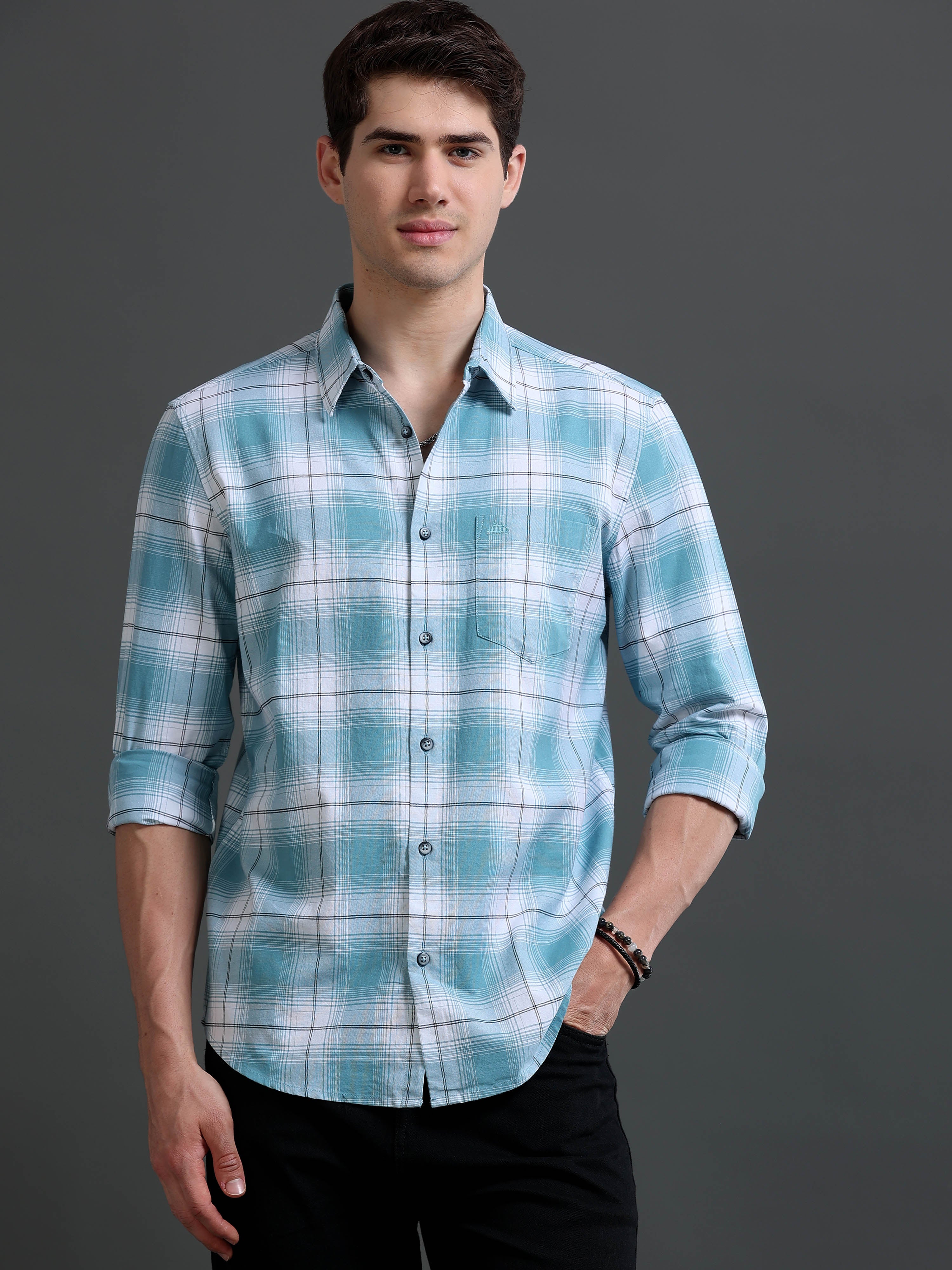 Men's Slim Fit Checked Cotton Shirt
