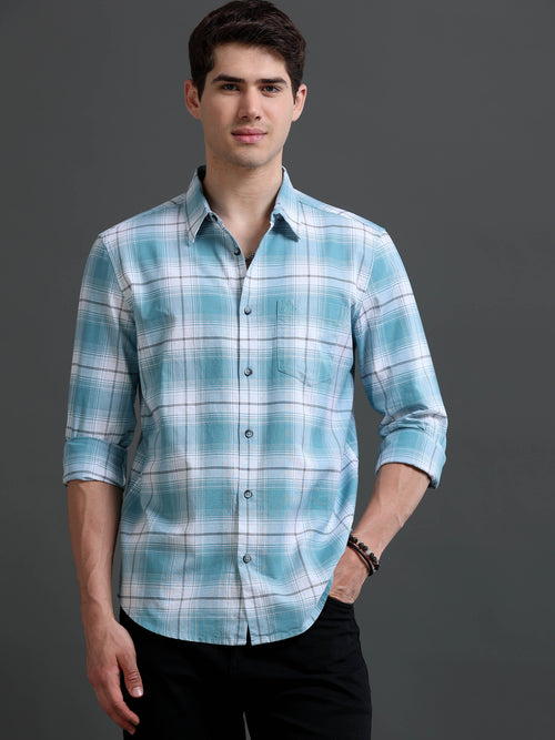 Men's Slim Fit Checked Cotton Shirt