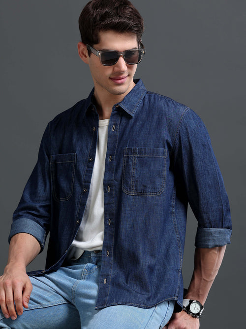 Men's Indigo Denim Slim Fit Shirt