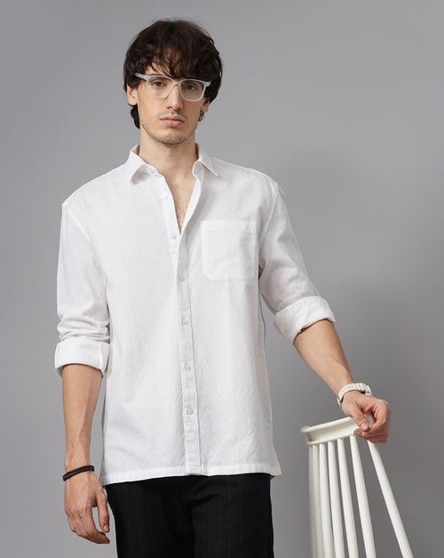 MEN'S SELF DESIGN REGULAR FIT SHIRT