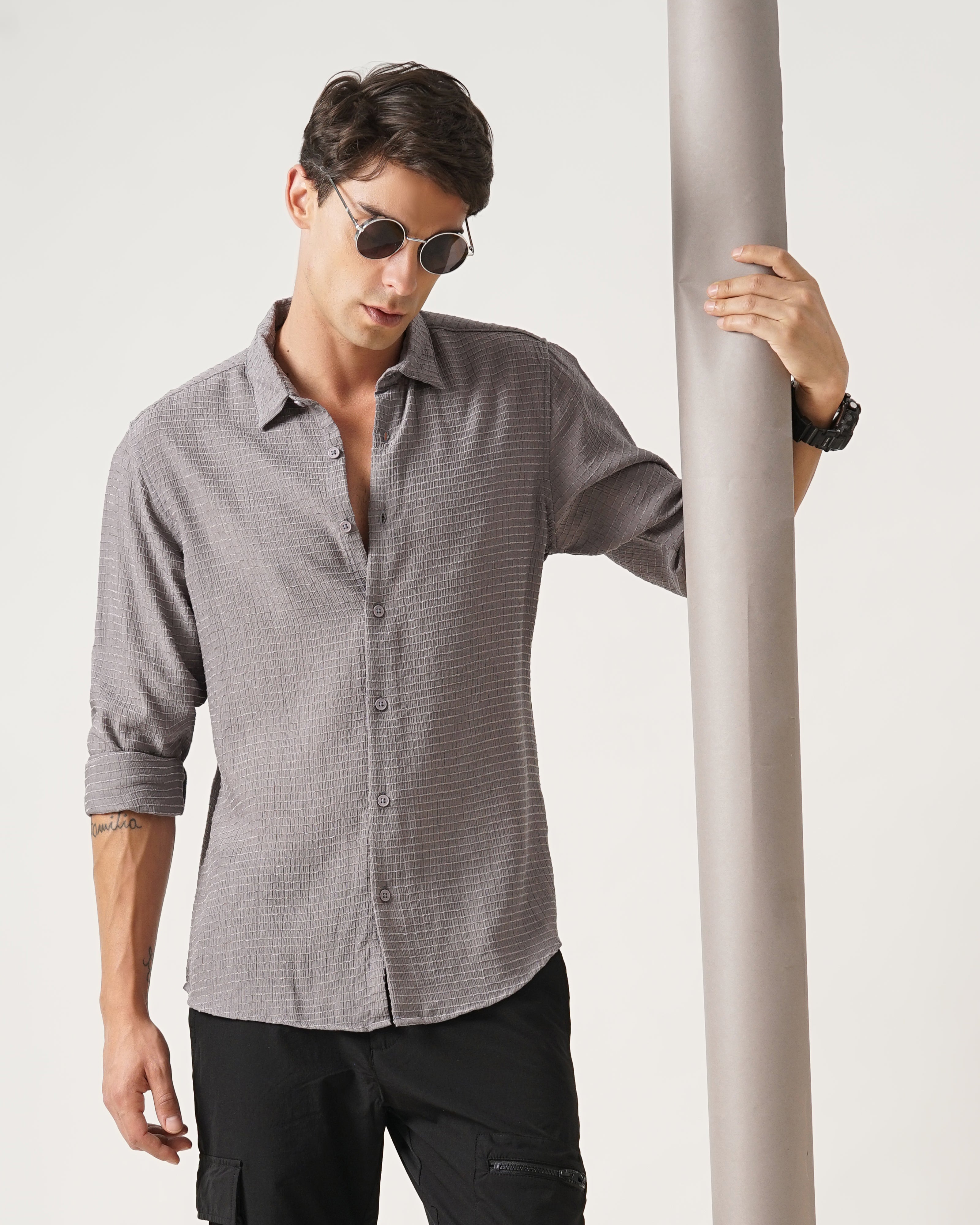 men's Self Design Shirt