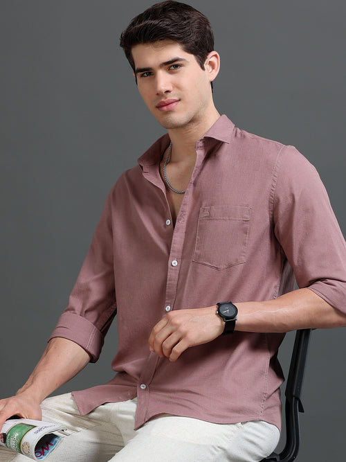 Men's Slub Slim Fit Solid Shirt