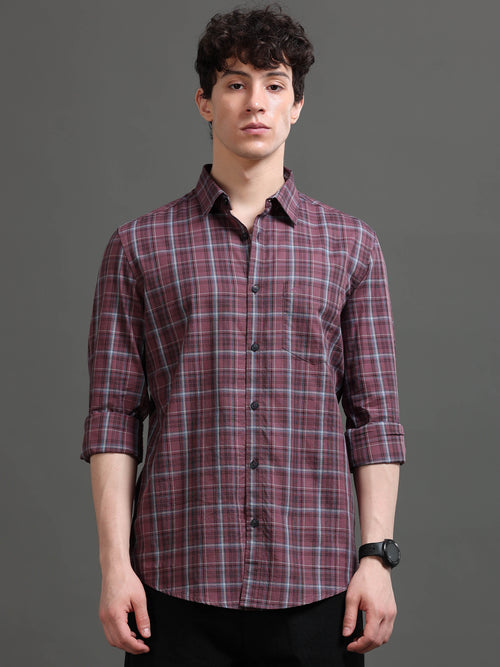 Men Smart Slim Fit Tartan Checks Checked Casual Shirt