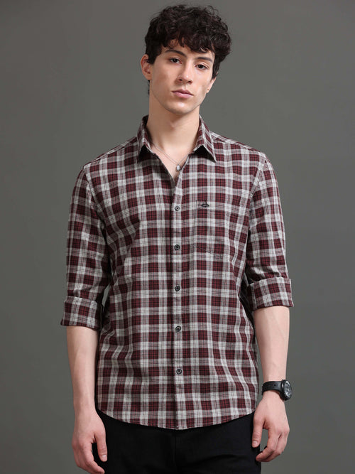 Men Smart Slim Fit Tartan Checks Checked Casual Shirt