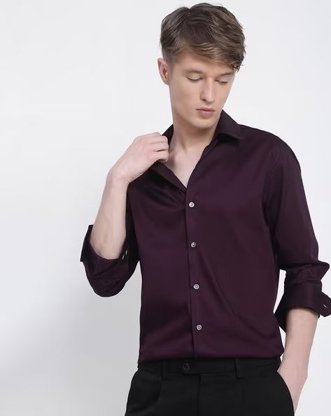 Satin Slim fit Plain Shirts