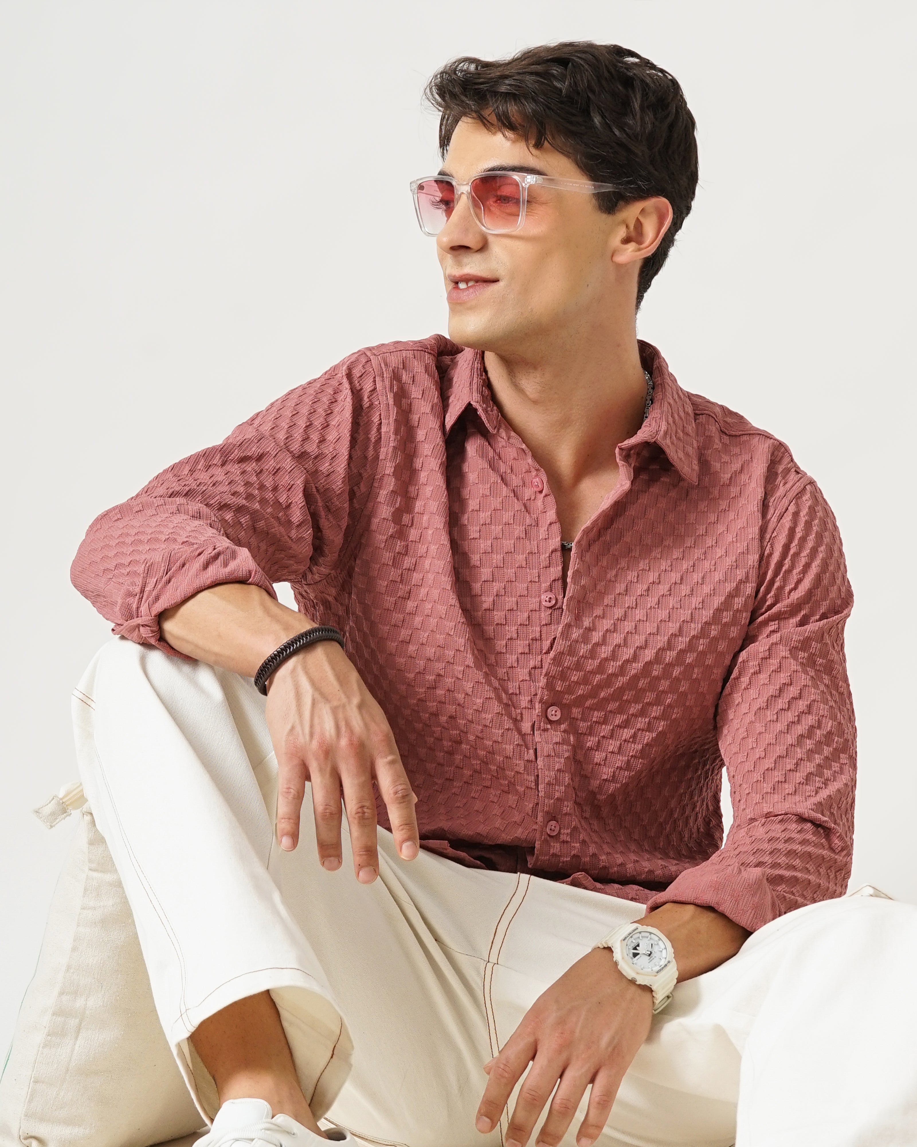 men's self design shirt