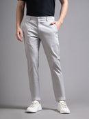 Men Solid Comfort Slim Fit Low-rise Cotton Chinos Trousers