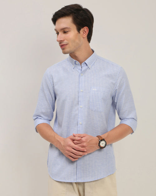 Smart Slim Fit Striped Button-Down Collar Cotton Casual Shirt
