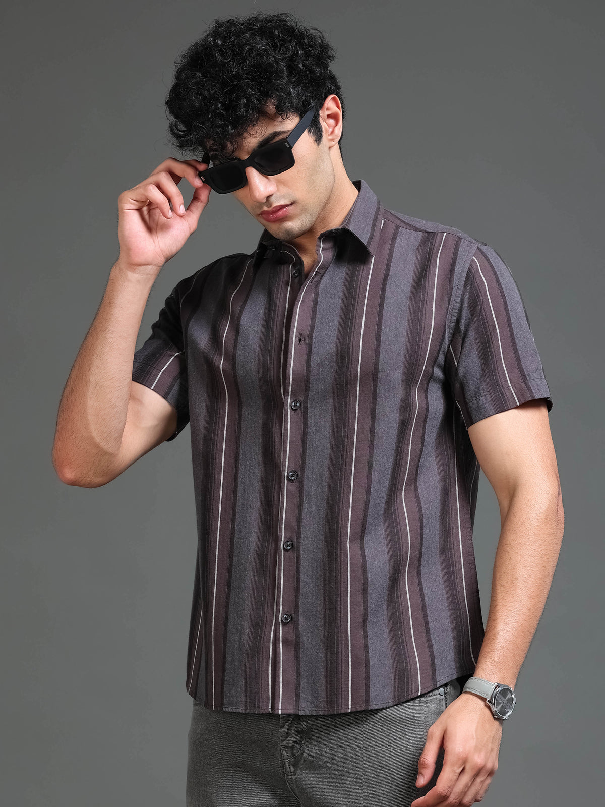 Men's Melange Twill Stripes Shirt