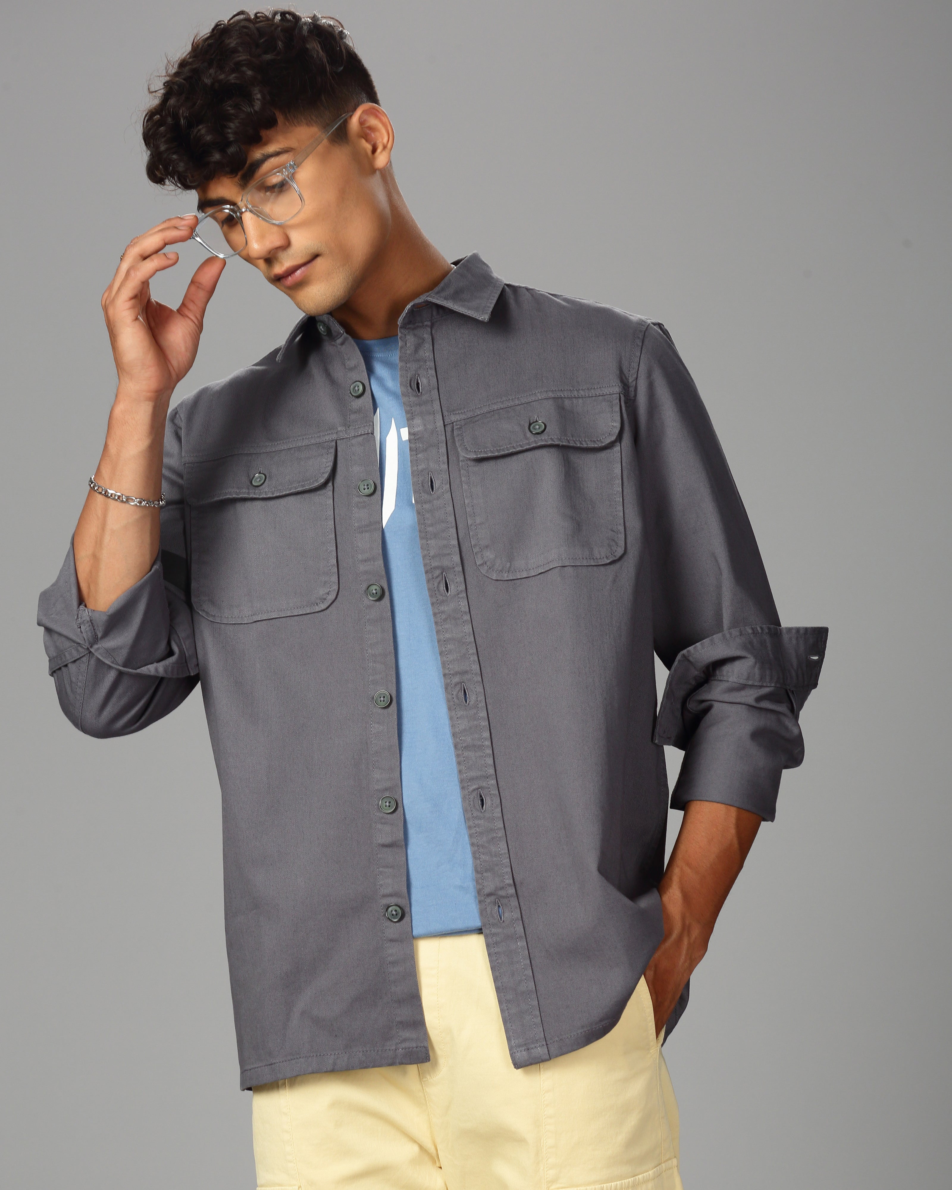 Men Overshirt Fit Shacket