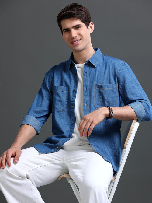 Men's Indigo Denim Slim Fit Shirt