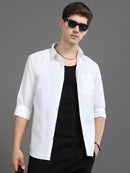 Men Smart Cotton Linen Slim Fit Shirt