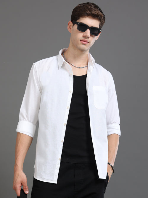 Men Smart Cotton Linen Slim Fit Shirt