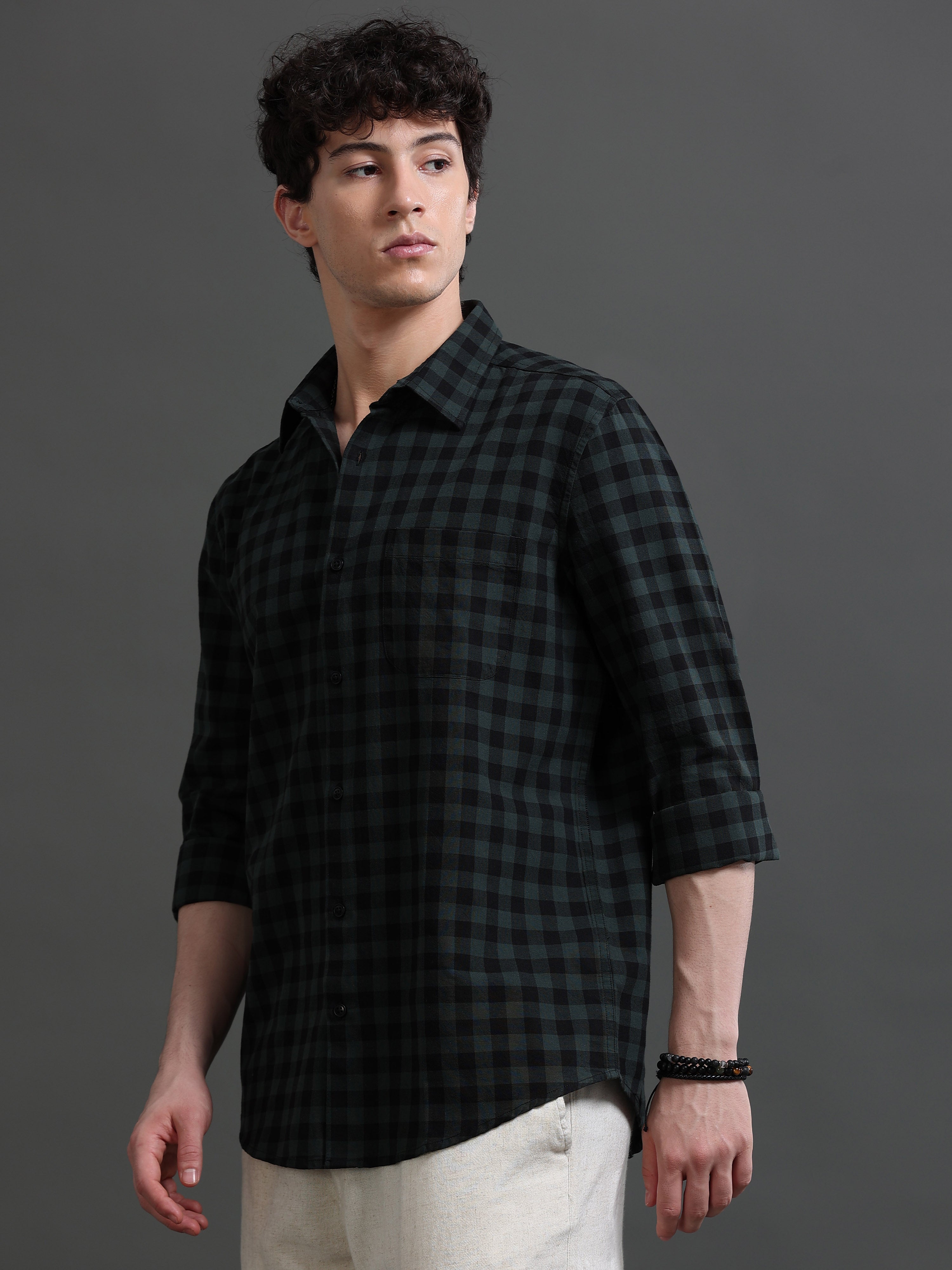 Men Smart Slim Fit Buffalo Checks Checked Casual Shirt