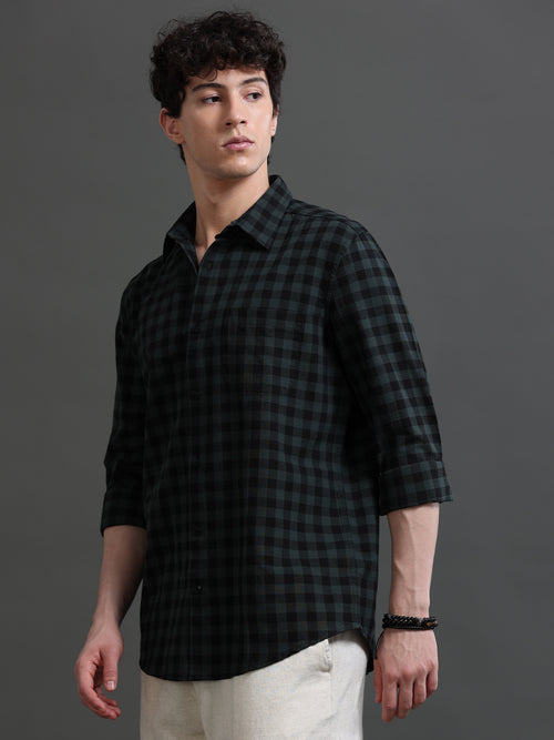 Men Smart Slim Fit Buffalo Checks Checked Casual Shirt