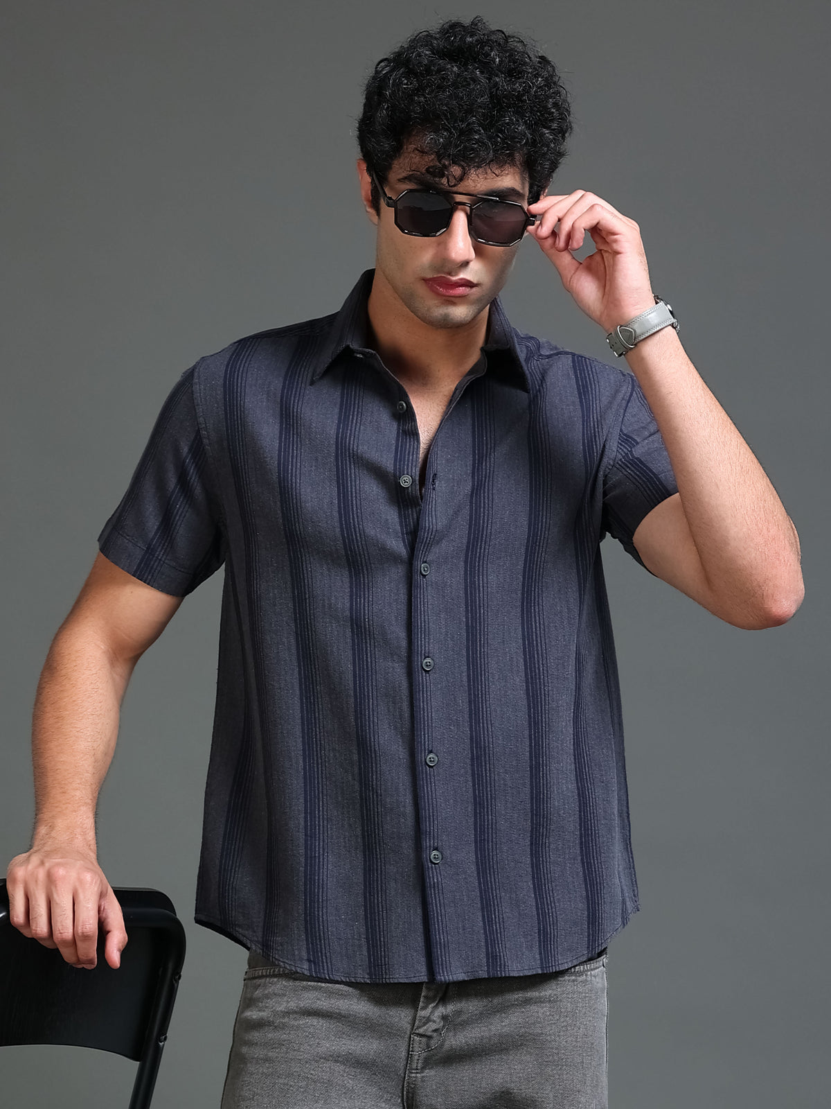 Men's Melange Twill Stripes Shirt