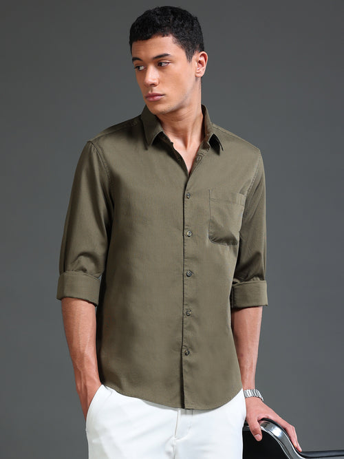 Men Dobby Solid Shirts