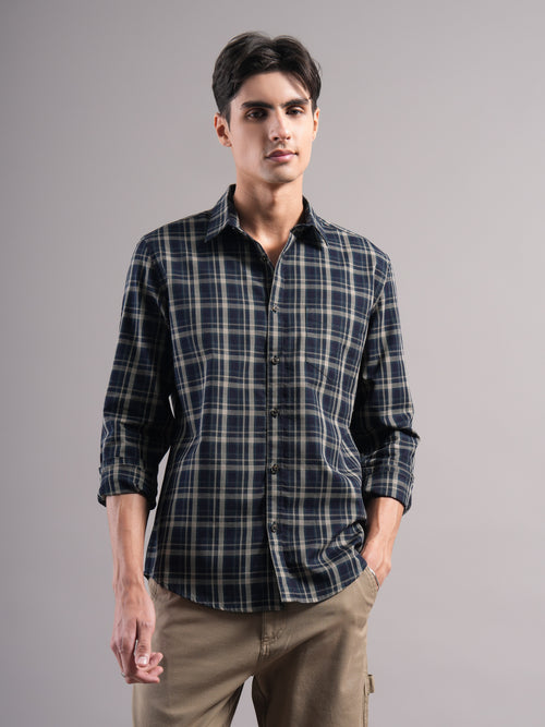 Men Smart Slim Fit Tartan Checks Checked Casual Shirt