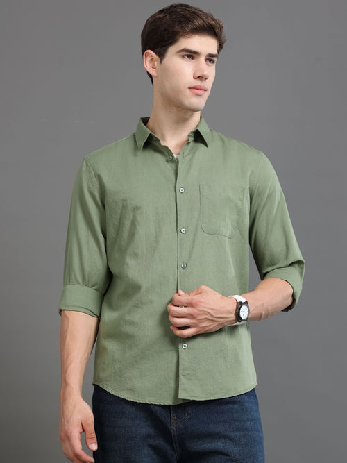 Men Smart Cotton Linen Slim Fit Shirt