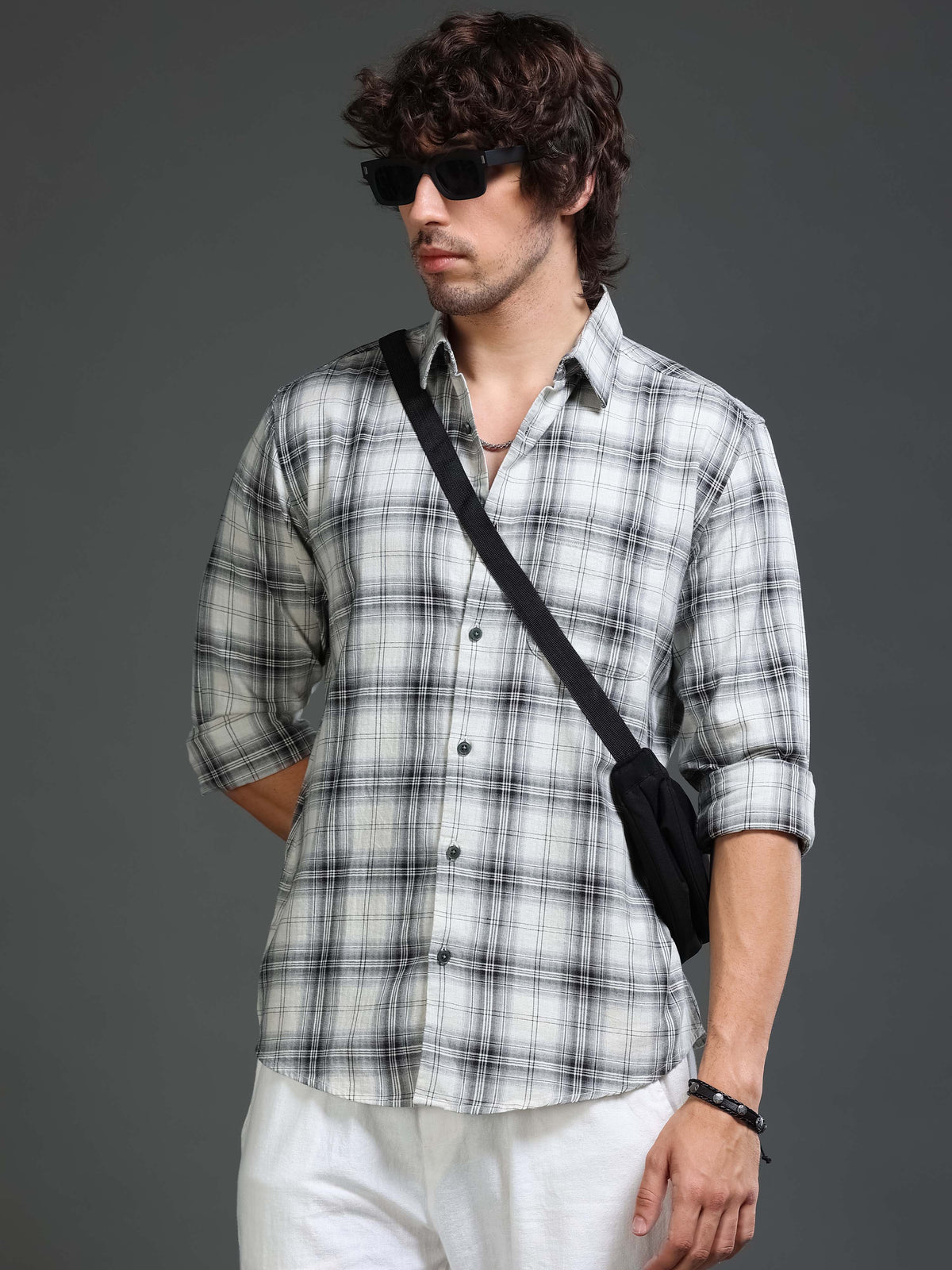 Men's Mellange Twill Checks Shirt