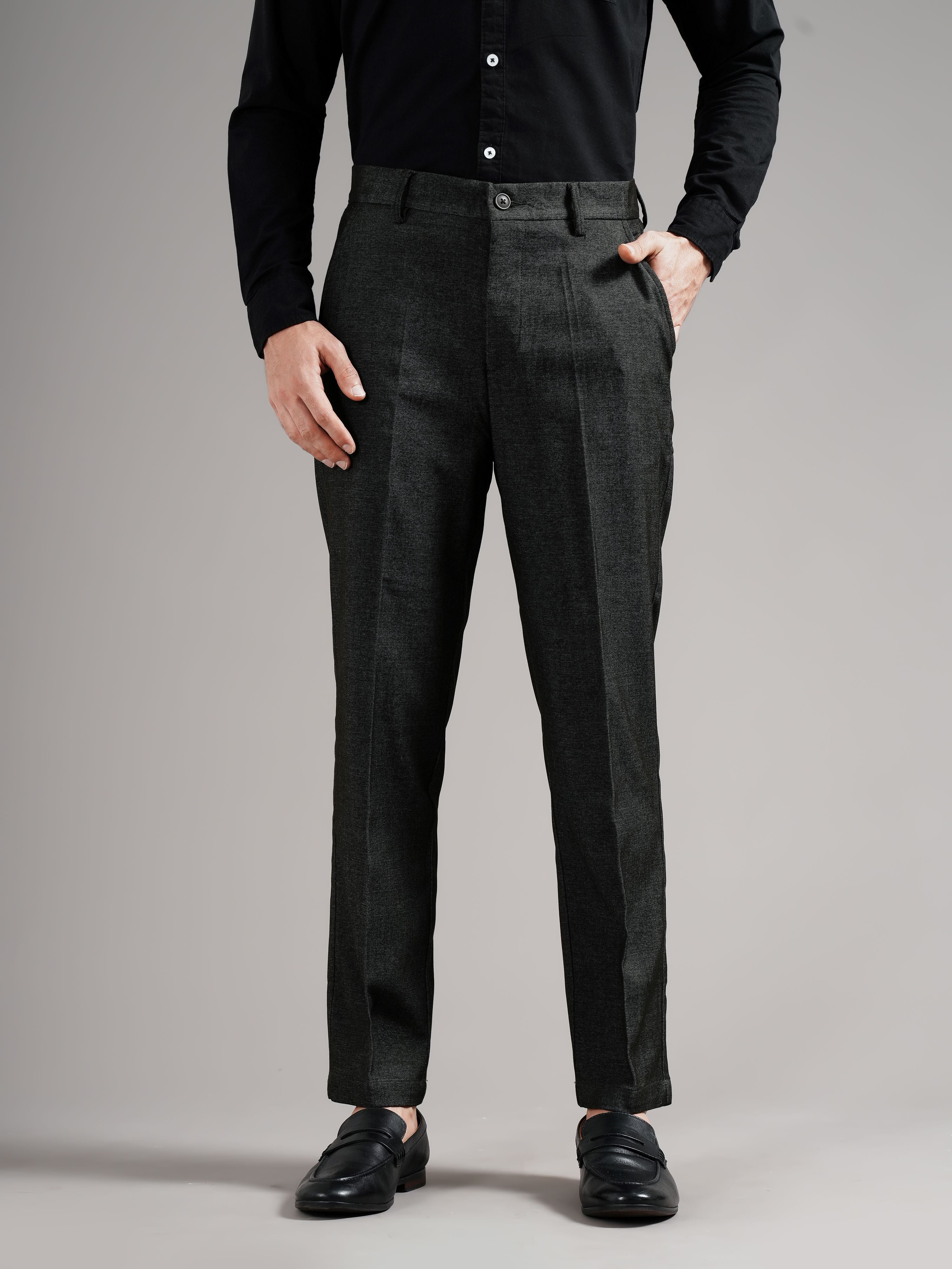 Men Tailored Straight Fit Low-Rise Trousers