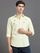 Men Oxford Embroidary Slim Fit Shirt