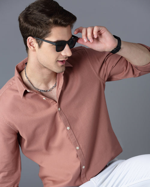 mauve Self Design Dobby Shirt