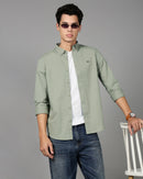 Men Smart Slim Fit Solid Button-Down Collar Cotton Casual Shirt