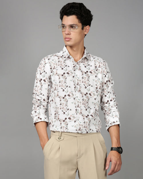 Men Smart Slim Fit Floral Printed Cotton Casual Shirt