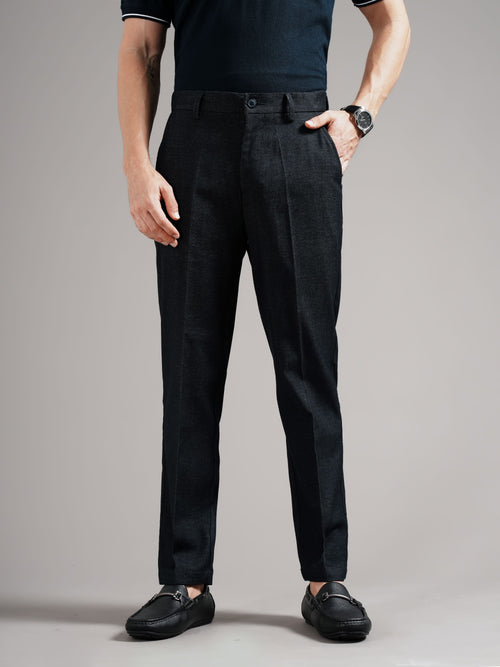 Men Tailored Straight Fit Low-Rise Trousers