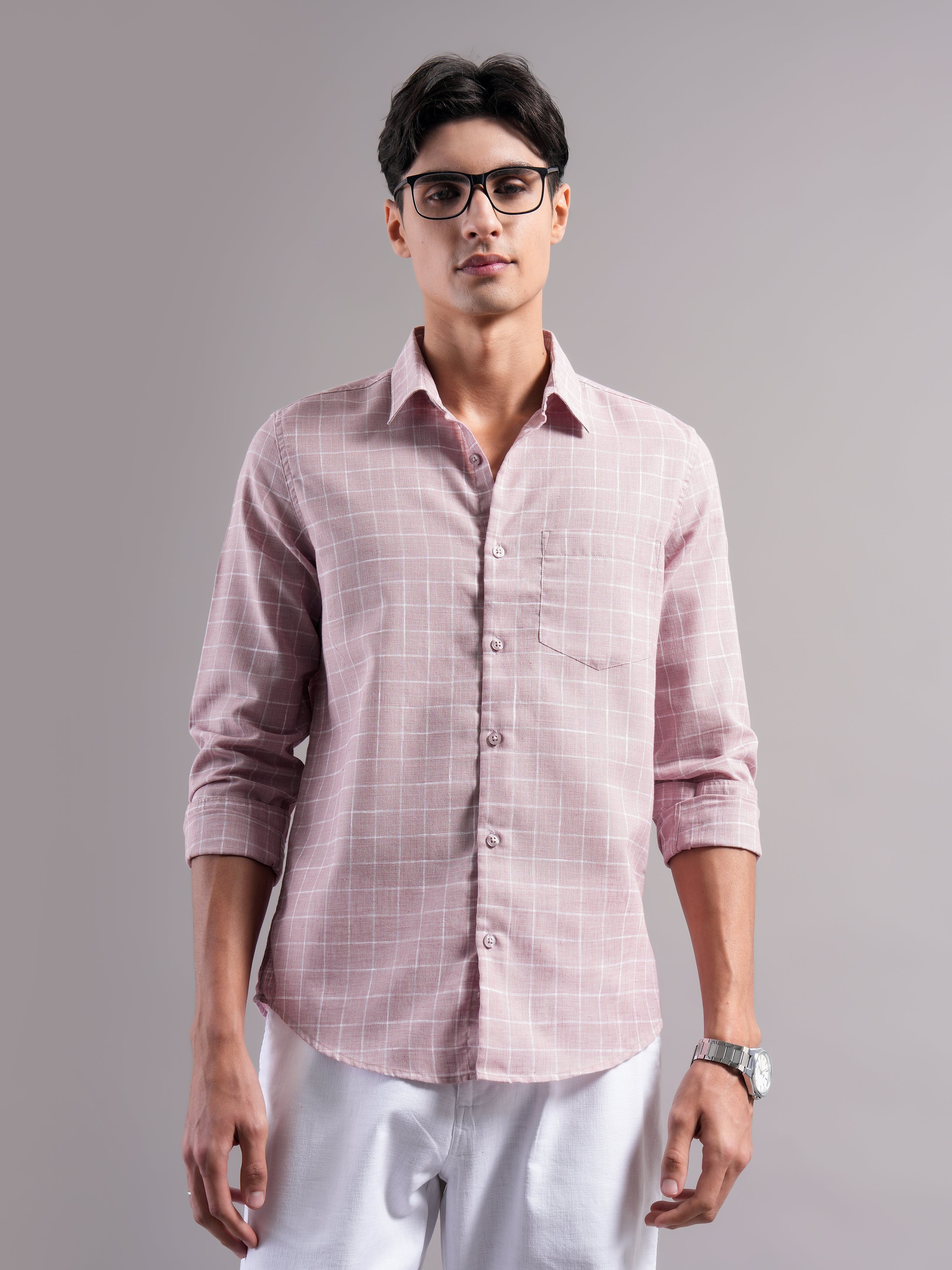 Men Smart Slim Fit Checked Casual Shirt
