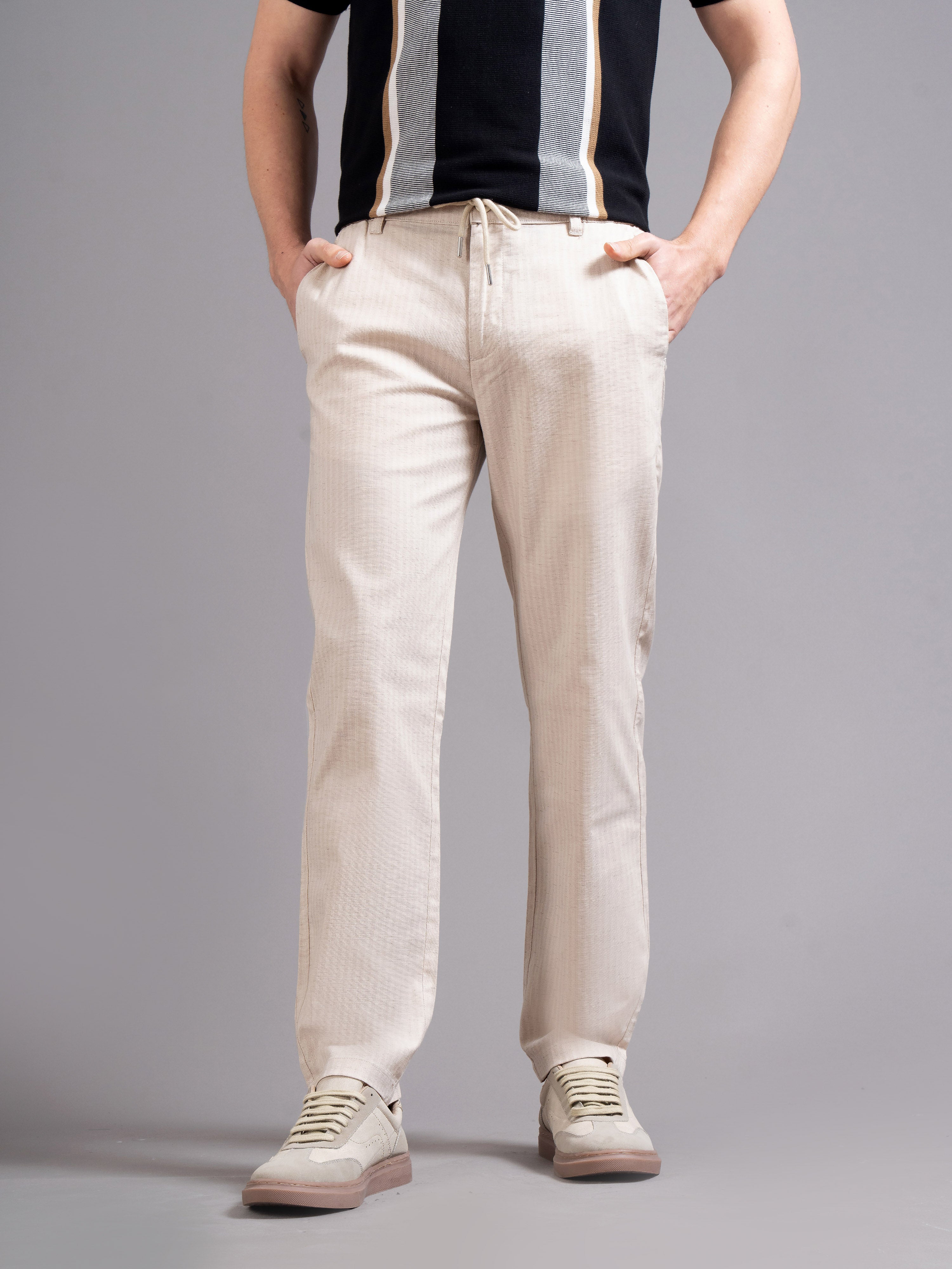 Men Smart Slim Fit Low-Rise Cotton Chinos