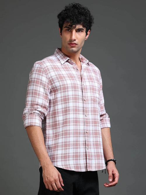 Men's Slub Herringbone Checks Shirt