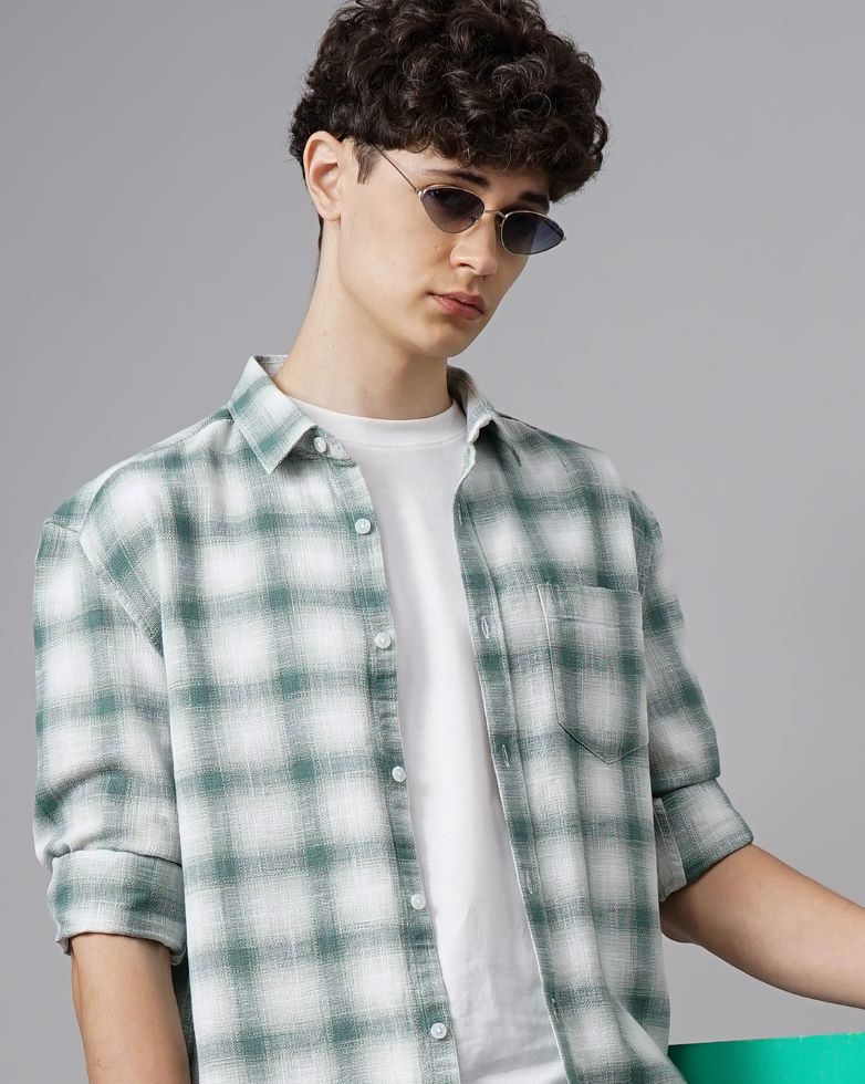 Moklino  Checks Slimfit  Cotton Casual Shirt