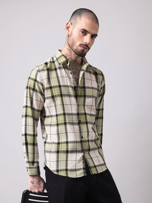 Cotton Linen Checks Casual Shirt
