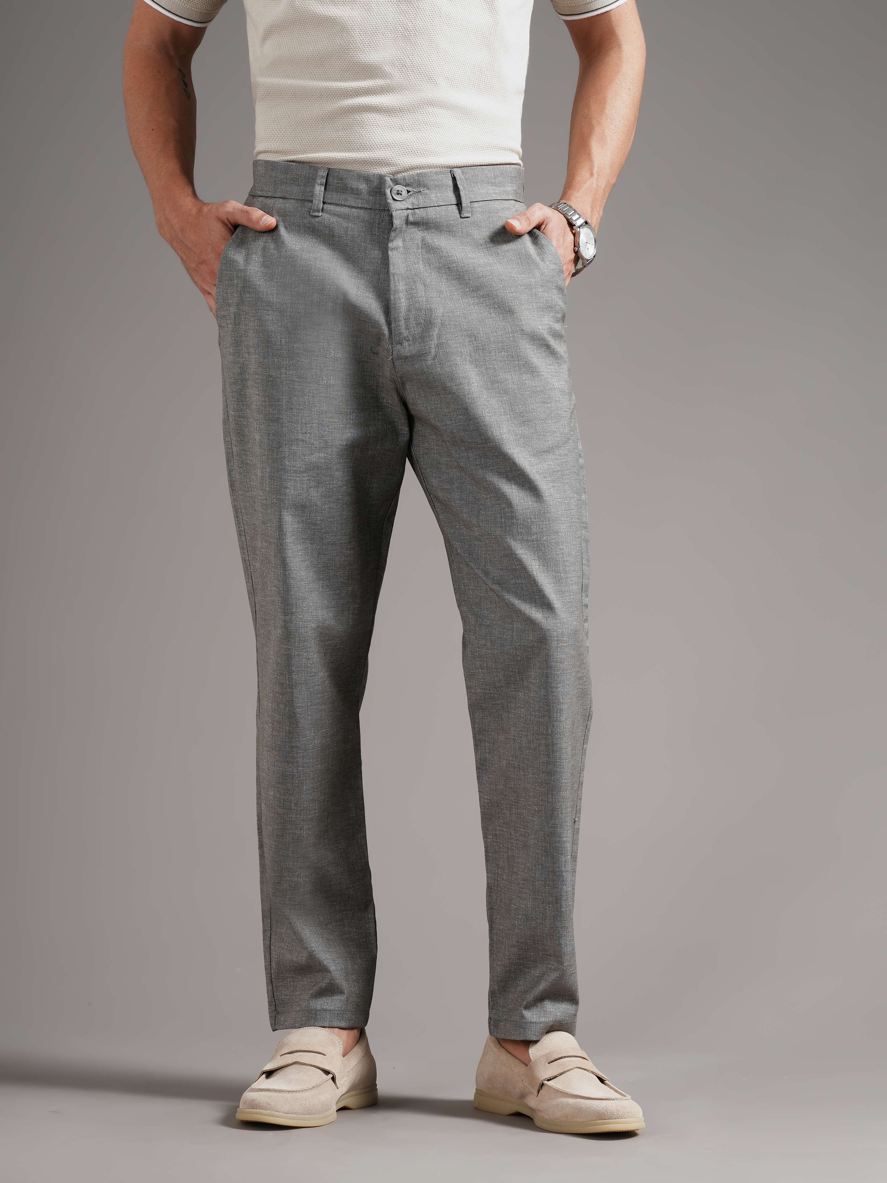 Men Tailored Straight Fit Low-Rise Trousers