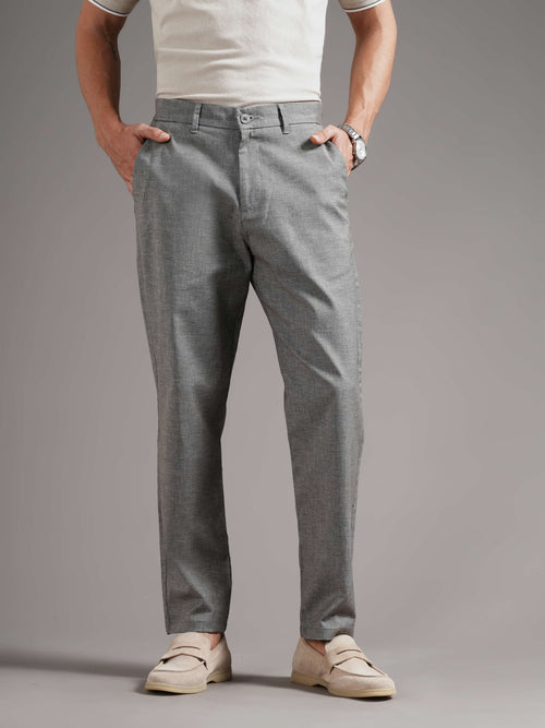 Men Tailored Straight Fit Low-Rise Trousers