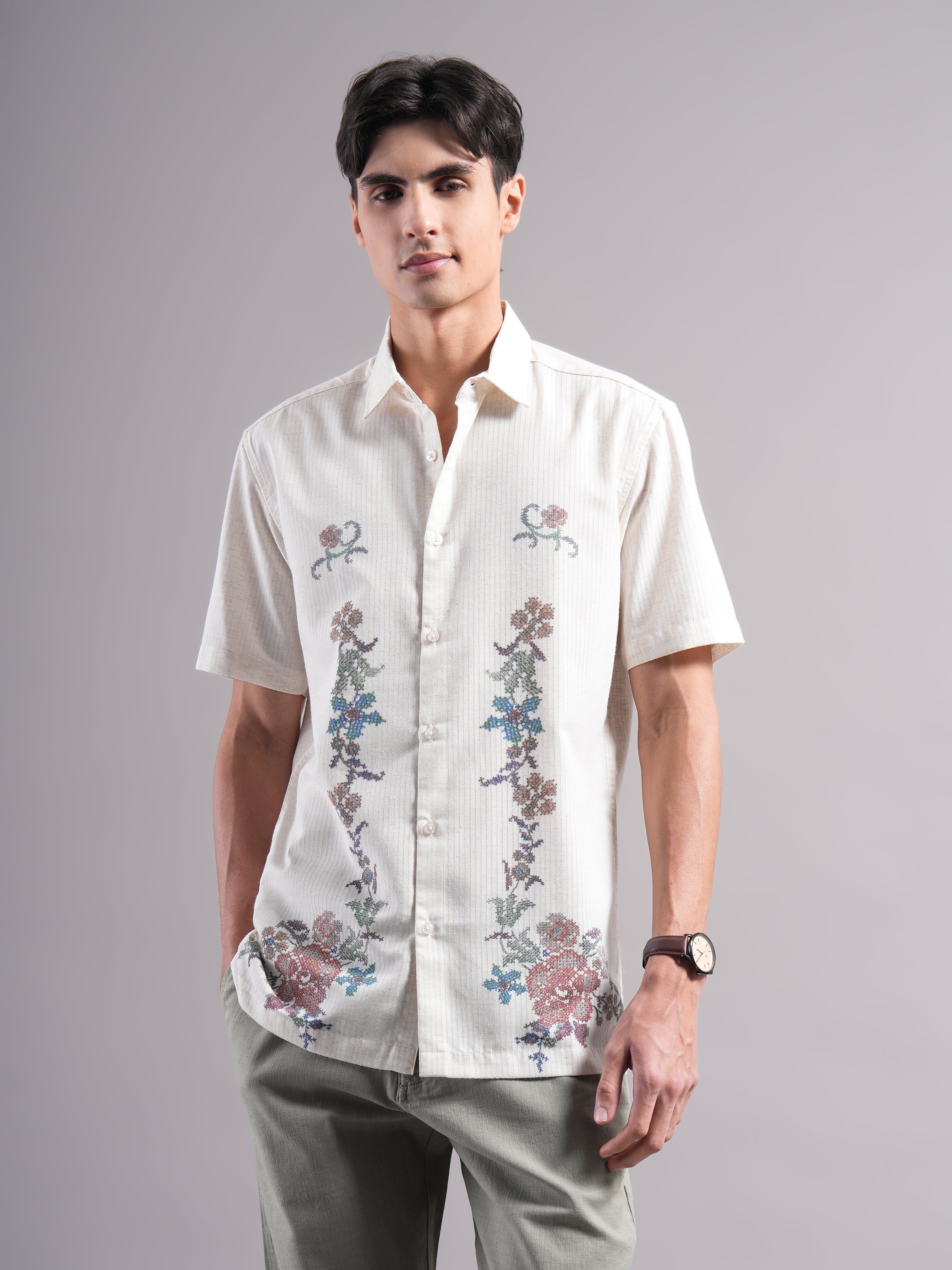 Men Smart Floral Printed Casual Shirt