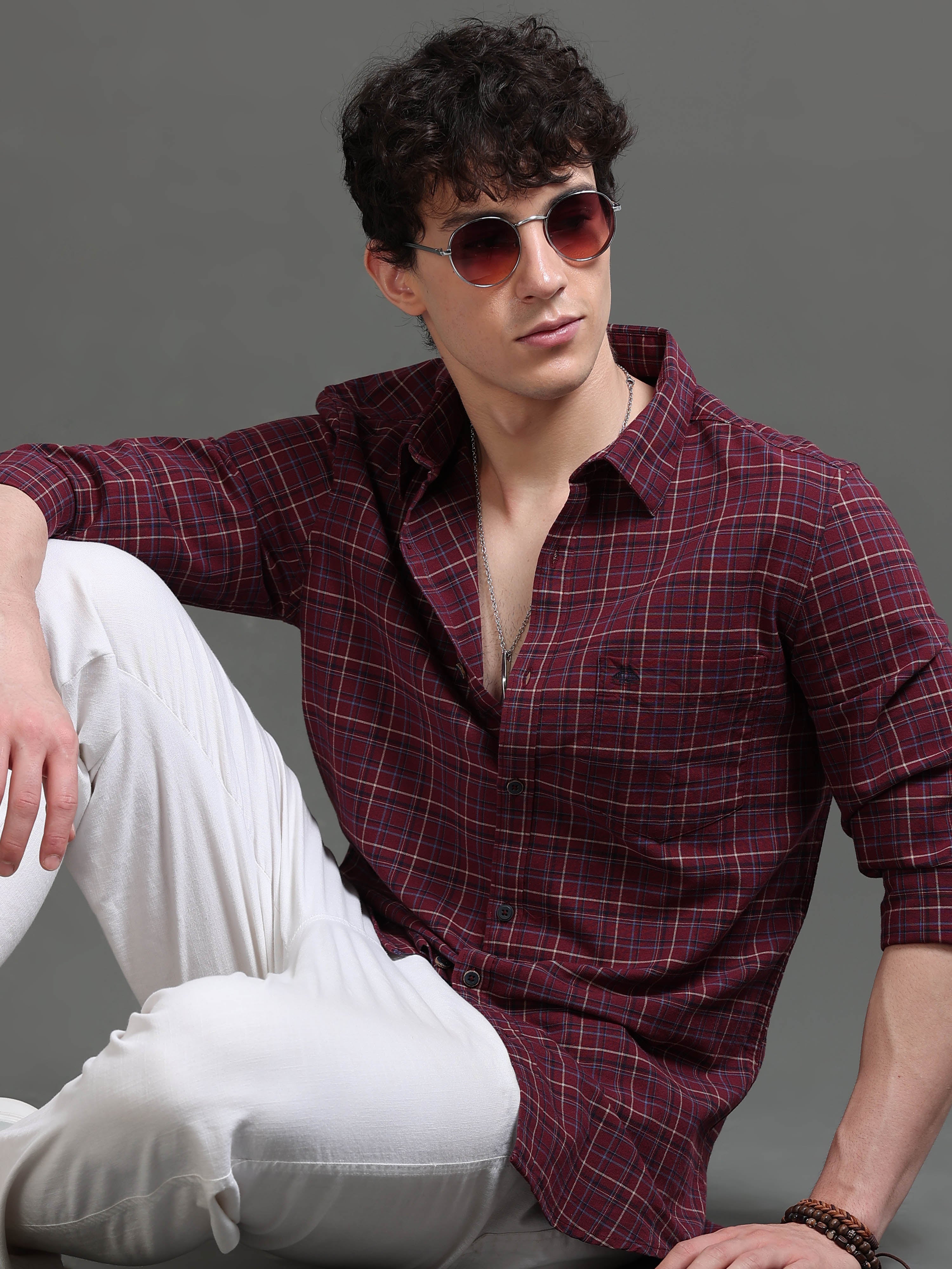 Men Smart Slim Fit Tartan Checks Checked Casual Shirt
