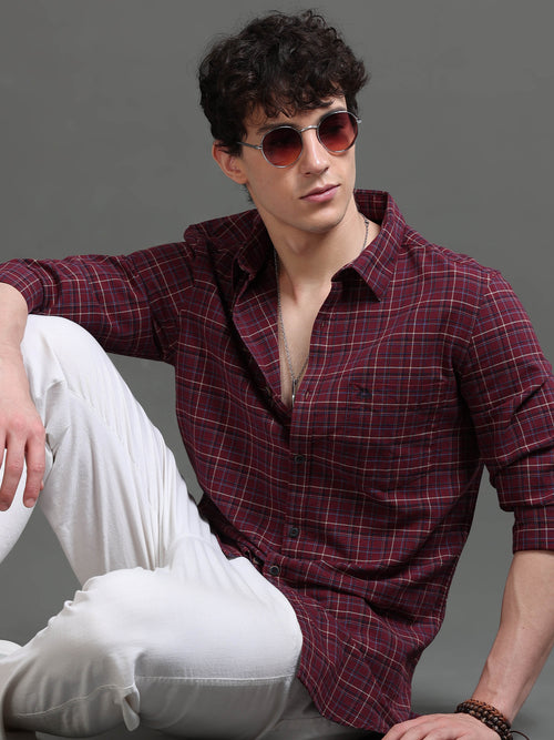 Men Smart Slim Fit Tartan Checks Checked Casual Shirt