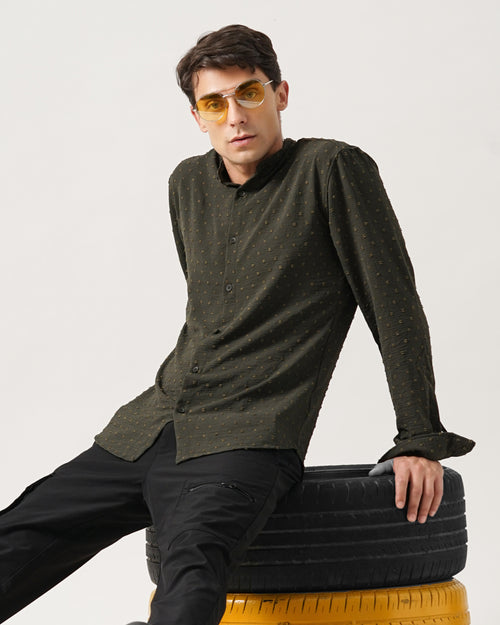 men's self design shirt
